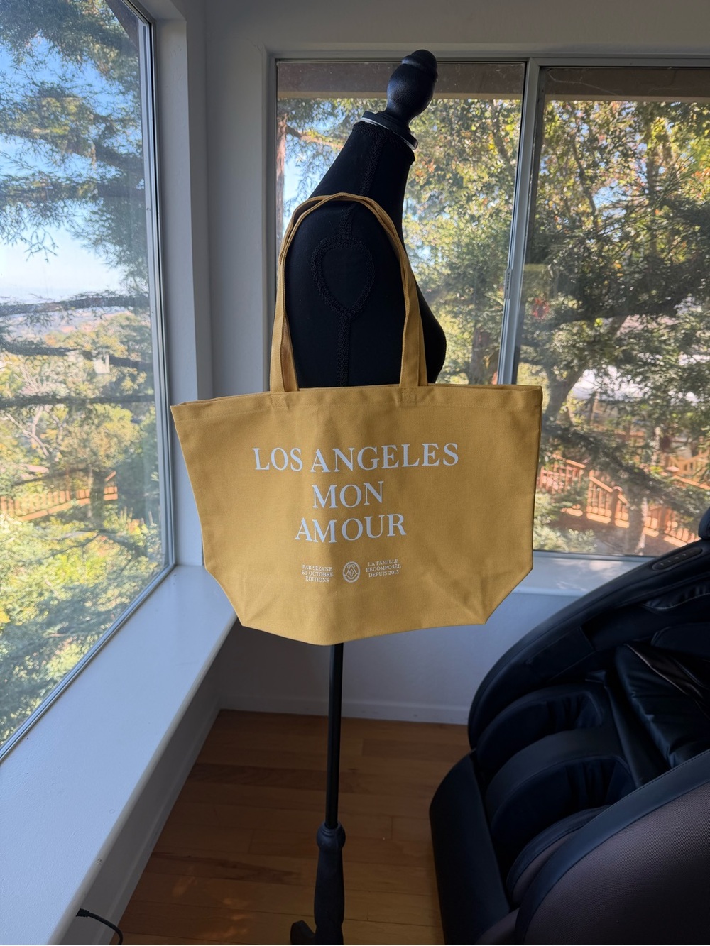 NWT Sezane Los Angeles Mon Amour Mustard Canvas Tote Bag 100% Cotton